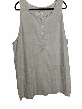 No Excuses Linen Look Vintage Jumper Dress Sz 24W Biege 90s Y2K Cottage Modest